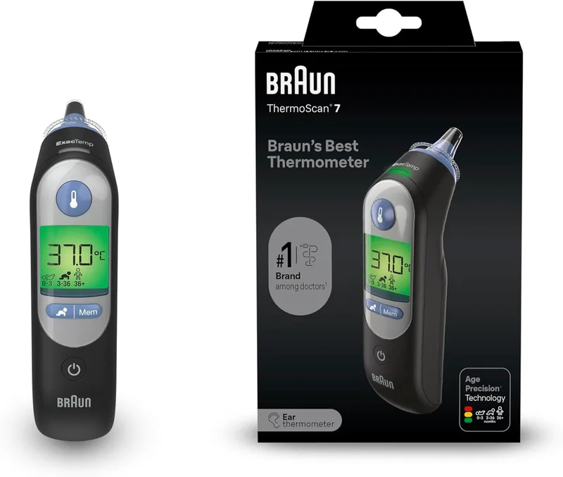 Braun ▫️ ThermoScan 7 Termómetro auricular | Tecnologia Age Precision | Preto