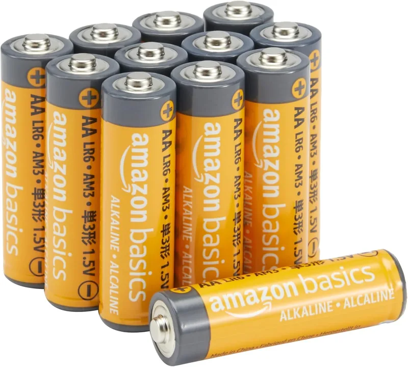 Amazon Basics ▫️ Embalagem de 12 pilhas alcalinas AA de alto rendimento, 1,5 volts, com uma vida útil de 10 anos