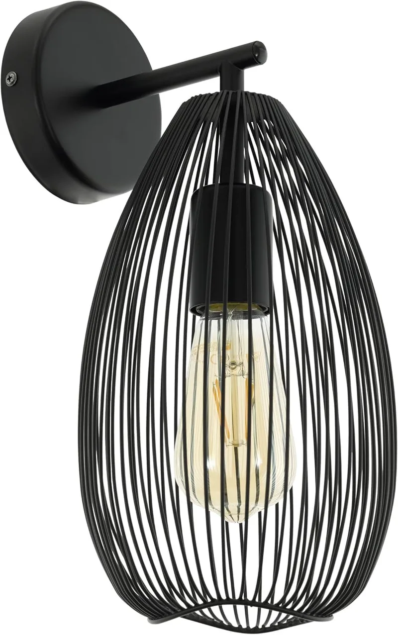 Eglo ▫️ Lâmpada de parede Clevedon, aplique de parede com uma luz | Cor: preto, casquilho: E27