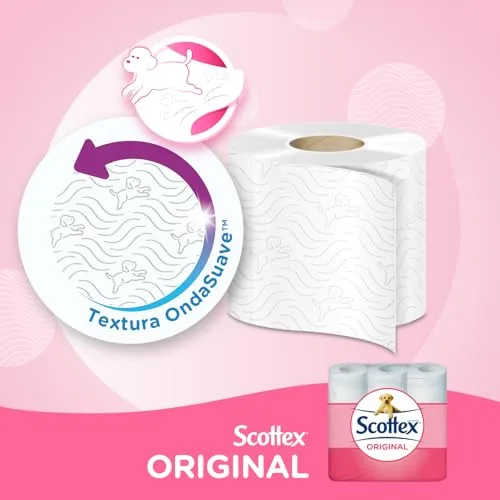 Scottex ▫️ Papel higiénico Original, 96 rolos, 6 embalagens de 16 rolos de duas camadas que proporcionam o equilíbrio ideal entre suavidade e resistência 2