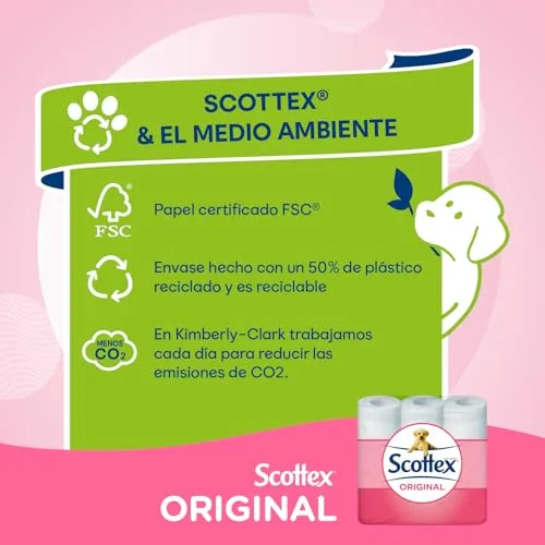 Scottex ▫️ Papel higiénico Original, 96 rolos, 6 embalagens de 16 rolos de duas camadas que proporcionam o equilíbrio ideal entre suavidade e resistência 5