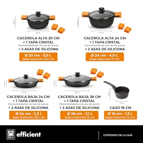 BRA ▫️ Efficient | Conjunto de 9 peças em alumínio fundido, com revestimento antiaderente 2