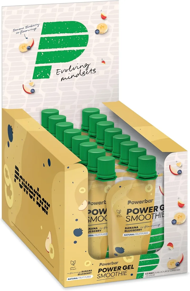 PowerBar ▫️ PowerGel Smoothie - Banana e Mirtilo - 16x90g - Batido Energético Vegan - Magnésio, Sódio e Maltodextrina