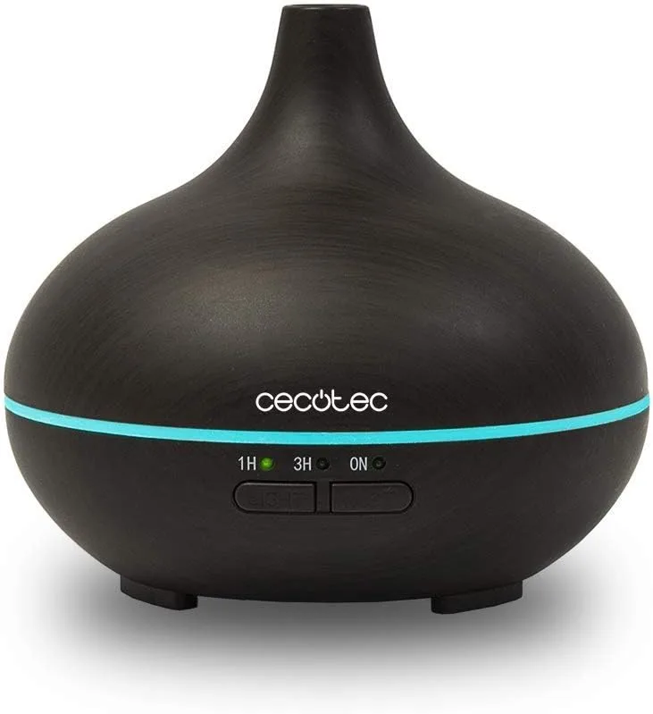 Cecotec ▫️ Humidificador Ultrassónico e Difusor de Aromas com Temporizador Pure Aroma 150 Yin. Capacidade 150 ml, Temporizador 3 Horas, 7 Cores led, Função Aromaterapia, Ultra silencioso Madeira escura
