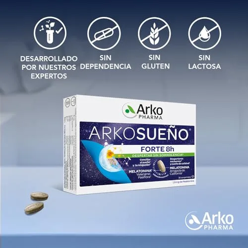 Arkopharma ▫️ Arkosueño Forte 8h 30 Comprimidos Melatonina 1,9 mg Valeriana 5