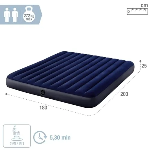 Intex ▫️ Colchão insuflável Dura-Beam, cama insuflável para campismo, cor azul, acampamento 4