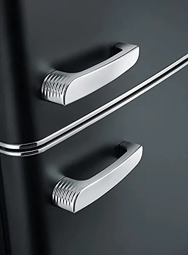 Severin ▫️ Frigorífico retro combinado de 206 L, frigorífico e congelador combinados com 2 portas, altura 146 cm, de baixo consumo e silencioso, preto, RKG 8932 4