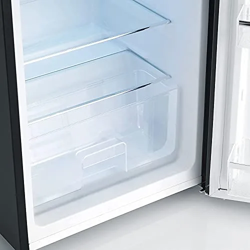 Severin ▫️ Frigorífico retro combinado de 206 L, frigorífico e congelador combinados com 2 portas, altura 146 cm, de baixo consumo e silencioso, preto, RKG 8932 5