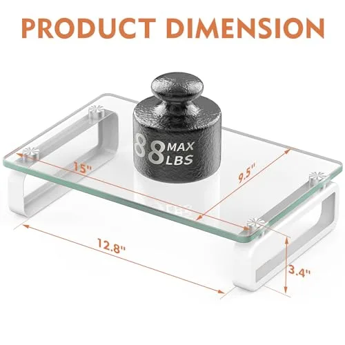 Hemudu ▫️ Suporte duplo para monitor em vidro temperado com elevador transparente HD02T-201P 6