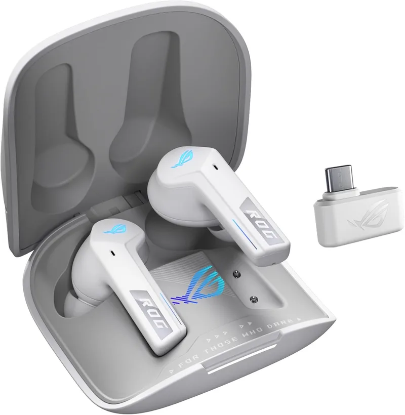ASUS ▫️ ROG Cetra True Wireless SpeedNova - Auscultadores para jogos - Branco | Áudio de alta resolução 24 bits/96 kHz, ANC adaptativo, almofadas de condução óssea com IA, conexão sem fios bimodal, 46 horas de autonomia