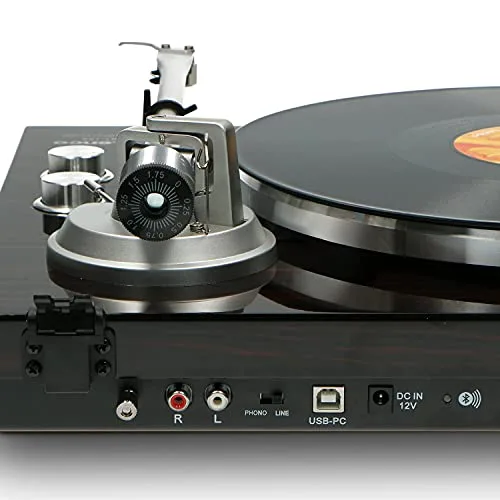 Lenco ▫️ LBT-188 Gira-discos Bluetooth - compatível com saídas RCA e USB - 2 velocidades: 33 RPM e 45 RPM - pré-amplificador - estrutura em MDF - transmissão por correia - nogueira 5