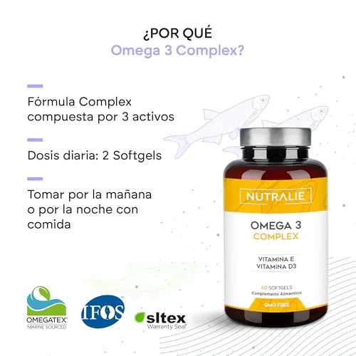 NUTRALIE ▫️ Cápsulas de ómega 3 2000 mg - EPA e DHA 1257 mg - IFOS Vitamina D e E 3