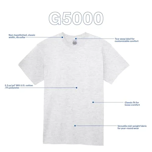 Gildan ▫️ Camisola Heavy Cotton, Modelo G5000, Conjunto de Camisolas Unissexo para Adultos (Conjunto de 2) 5