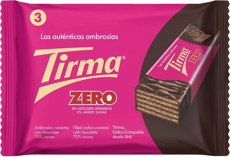 Tirma ▫️ Ambrosías ZERO Chocolate 70% de cacau, 64,5 g | Sem açúcares adicionados