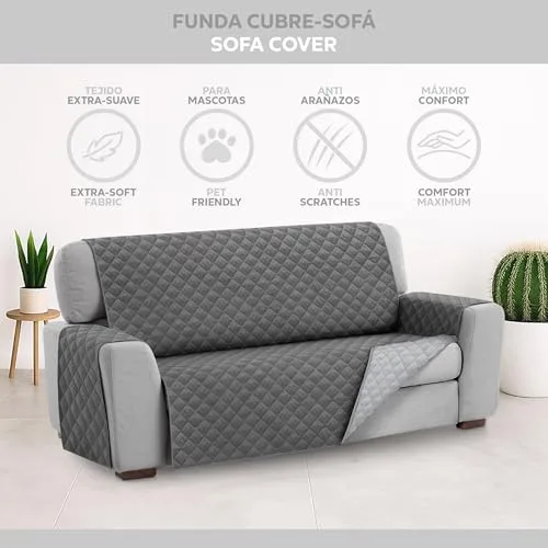 TEXTIL-HOME ▫️ Textilhome Capa para sofá de 3 lugares MALU, protetor para animais de estimação, cinzento 2