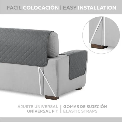 TEXTIL-HOME ▫️ Textilhome Capa para sofá de 3 lugares MALU, protetor para animais de estimação, cinzento 4