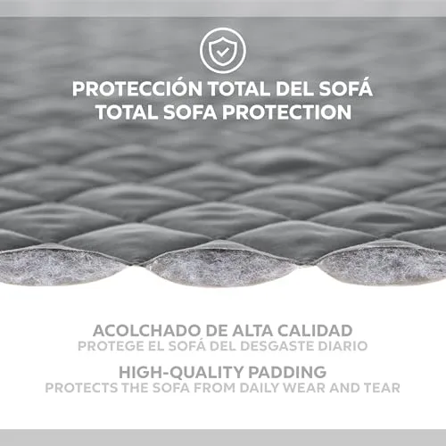 TEXTIL-HOME ▫️ Textilhome Capa para sofá de 3 lugares MALU, protetor para animais de estimação, cinzento 6