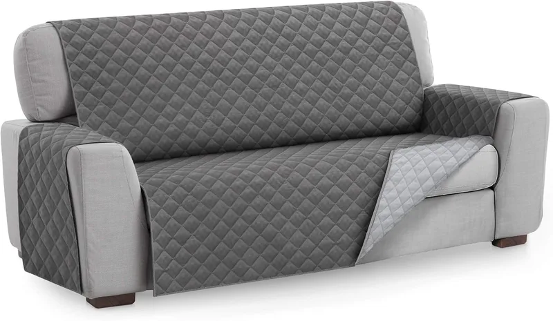 TEXTIL-HOME ▫️ Textilhome Capa para sofá de 3 lugares MALU, protetor para animais de estimação, cinzento