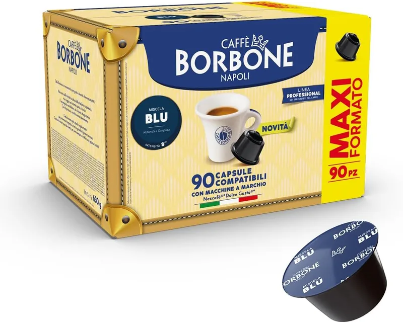 Caffè Borbone ▫️ Mistura de Café Azul - 90 cápsulas - Compatíveis com máquinas de café Nescafé®* Dolce Gusto®*