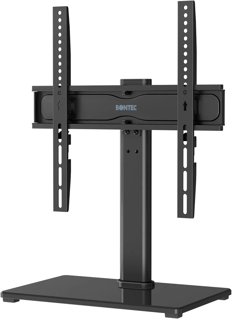 BONTEC ▫️ Suporte de TV giratório de secretária universal para LED/LCD/OLED de 26-60 polegadas, suporte de TV com altura ajustável e gestão de cabos, capacidade de carga 45 kg, VESA máx. 400x400 mm