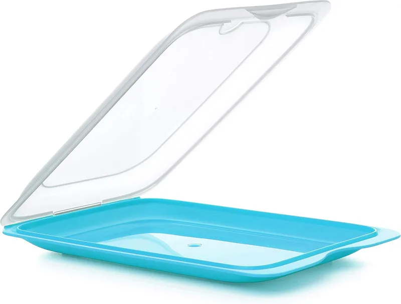 Tatay ▫️ Porta Embutidos Fresh | 1 Unidade Padrão | Tupperware para Embutidos para Frigorífico | Empilhável, Tampa Removível | Adequado para o congelador, máquina de lavar louça e micro-ondas | Sem BPA, 17 x 3,2 x 25,2 cm, Cor Azul