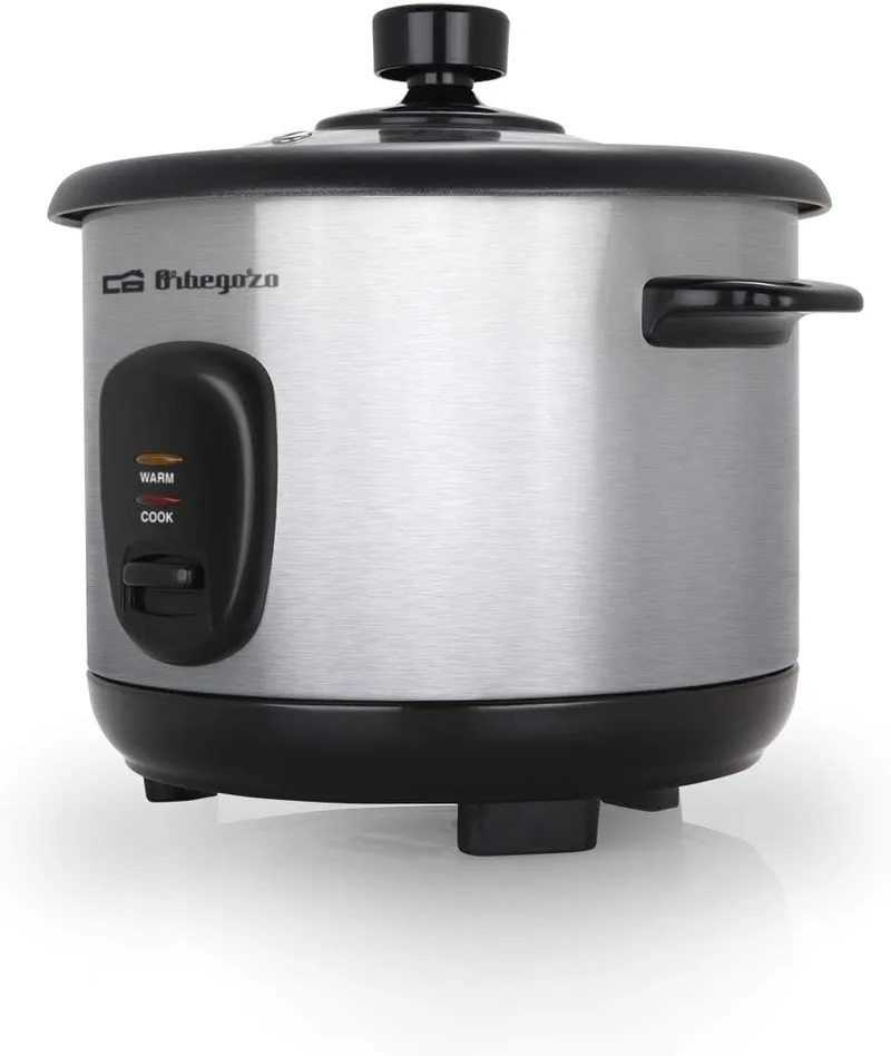 Orbegozo ▫️ CO 3025, Panela de arroz, 400 W, 1 litro de capacidade, proteção contra secagem em ebulição, interrutor ON/OFF, função manter quente, panela amovível em alumínio antiaderente, cor prata