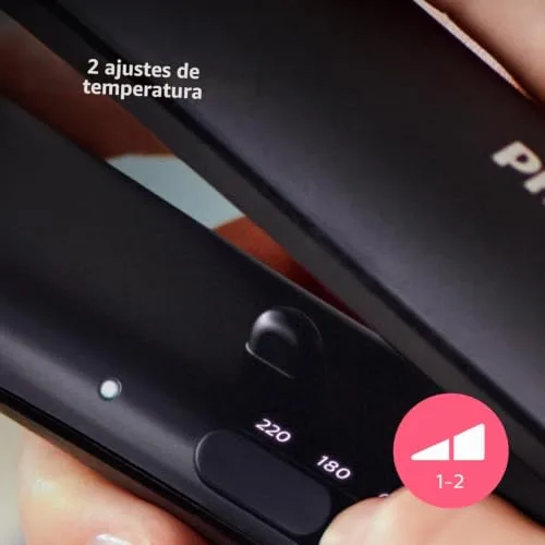 PHILIPS ▫️ Alisador com placas de cerâmica e queratina de 100 mm, escova alisadora para modelar e pentear com tecnologia ThermoProtect, até 220 °C em 1 minuto, nas cores preto e rosa, BHS375/00 6