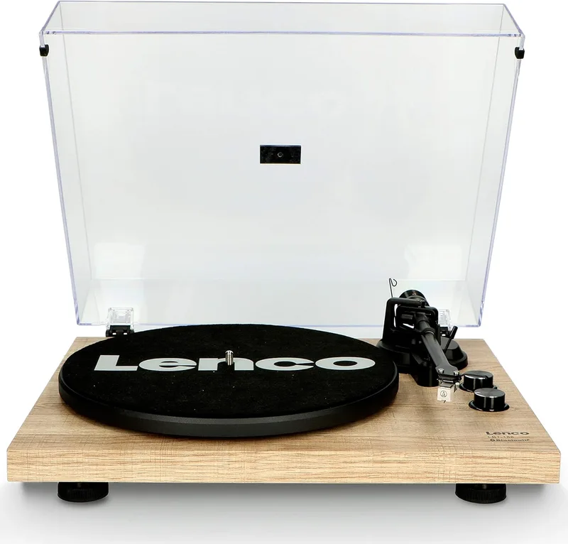 Lenco ▫️ LBT-188 Gira-discos Bluetooth® - compatível com saídas RCA e USB - 2 velocidades: 33 RPM e 45 RPM - pré-amplificador - estrutura em MDF - transmissão por correia - madeira natural