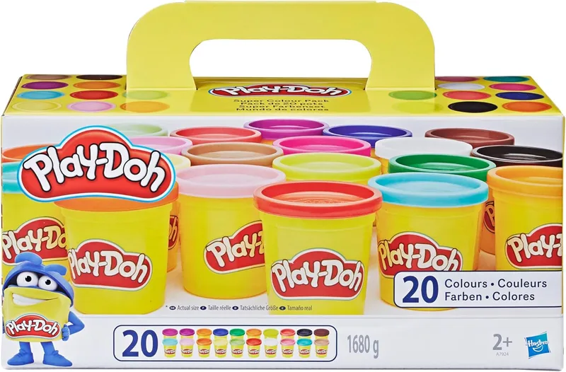 Play-Doh ▫️ Pack de 20 frascos de massa de modelar não tóxica, cores sortidas, trabalhos manuais e actividades criativas, crianças a partir dos 2 anos
