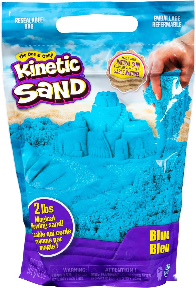 Kinetic Sand ▫️ Areia cinética - 907 g de areia mágica azul, verde ou roxa para misturar, moldar e criar - Modelo aleatório - Kit de trabalhos manuais para crianças - Brinquedos para crianças a partir dos 3 anos -