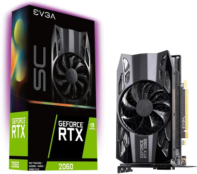 EVGA ▫️ GeForce RTX 2060 SC, com overclock, 2,75 slots, Extreme Cool, 70 °C para jogos, 06G-P4-2062-KR, 6 GB GDDR6, cor preta