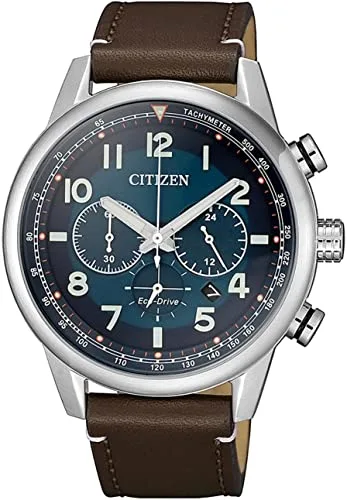 Citizen ▫️ Relógio cronógrafo para homem, com tecnologia Eco-Drive e bracelete em pele 2
