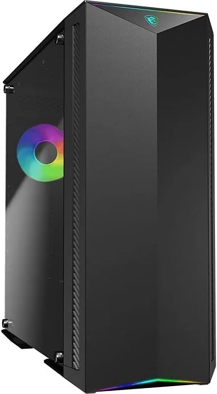 MSI ▫️ MPG GUNGNIR 100 Mid-Tower ARGB Caixa de PC para jogos (Preto, 1 ventoinha de 120 mm ARGB + 3 ventoinhas de 120 mm incluídas, painel de vidro temperado, EATX, ATX, mATX, Mini-ITX)