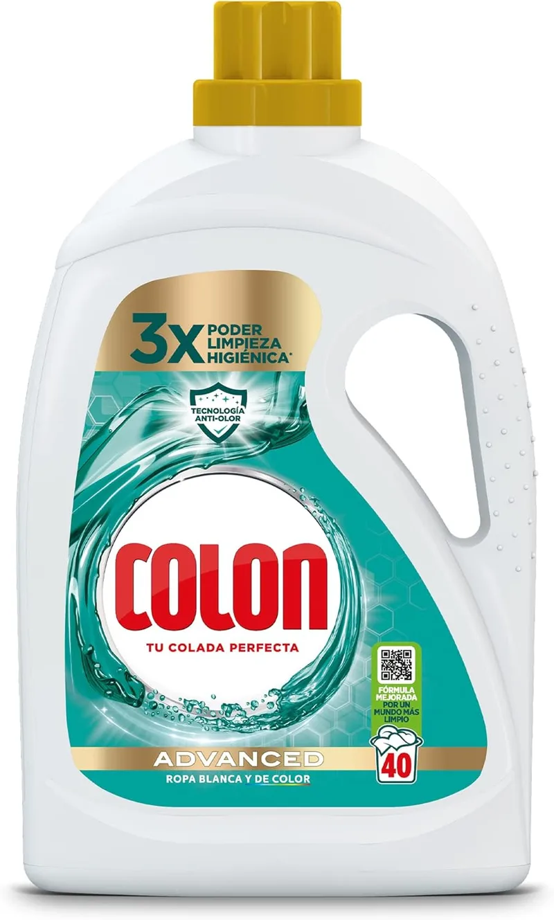 Colon ▫️ Gel Detergente Higiene do Cólon para roupa de cama branca e de cor 40 doses, 1,8 L