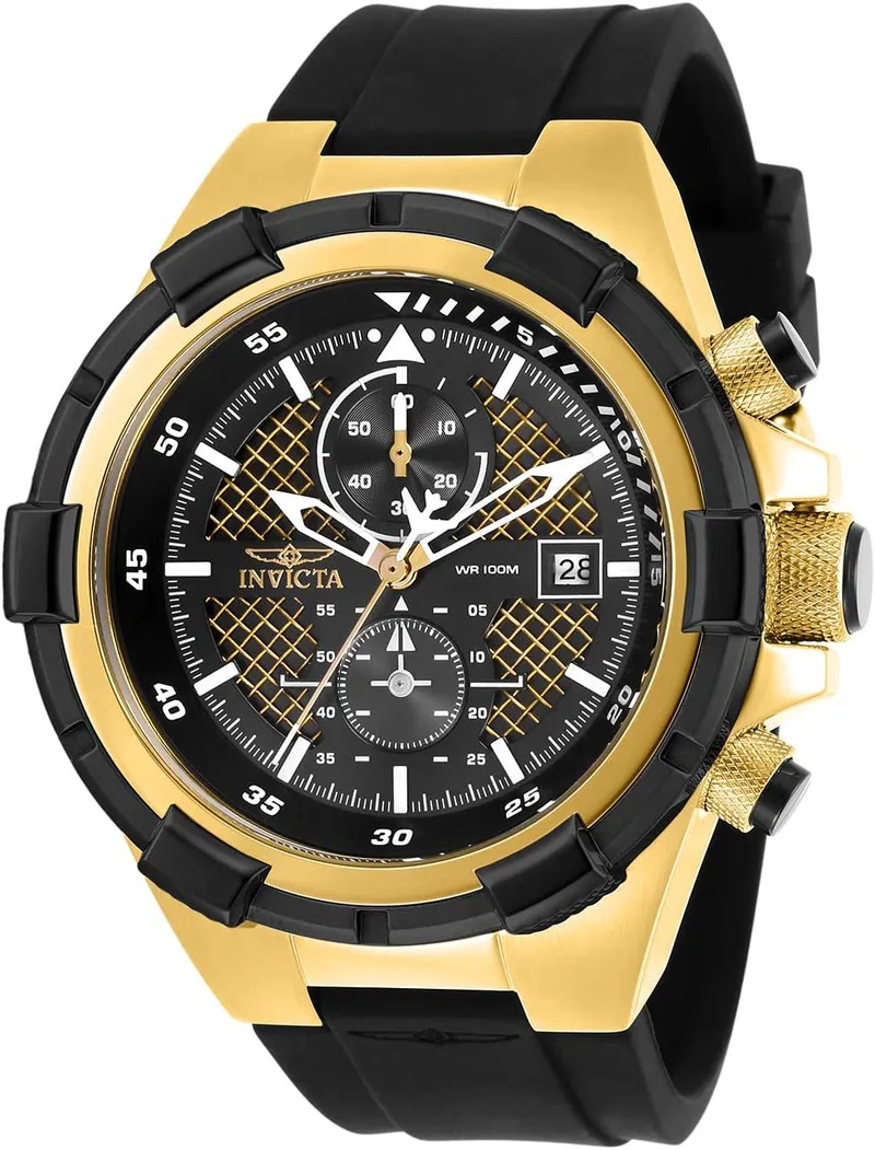 INVICTA ▫️ Aviator 28100 Relógio para homem - Impermeável - Analógico - Mecanismo de quartzo - Aço inoxidável com mostrador preto - 50 mm