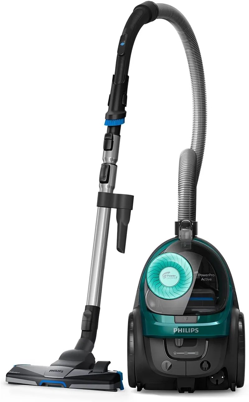 PHILIPS ▫️ Aspirador sem saco Série 5000 - Motor de 900 W, filtro antialérgico H13, bocal TriActive+ para todos os tipos de pavimentos, mini-escova turbo para remover pó e pêlos de animais de estimação (FC9555/09)