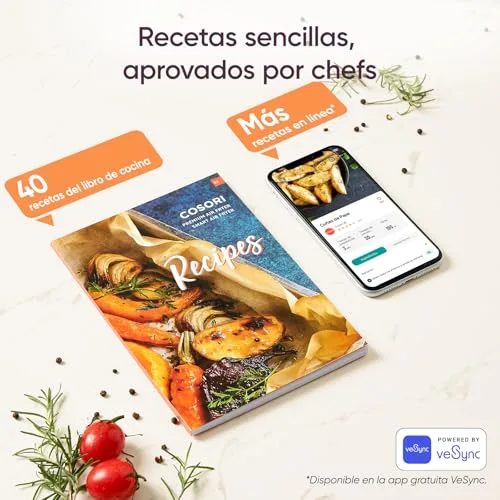 Cosori ▫️ Fritadeira de ar quente 5,7 L, interior metálico, 11 modos, 97% sem óleo 6