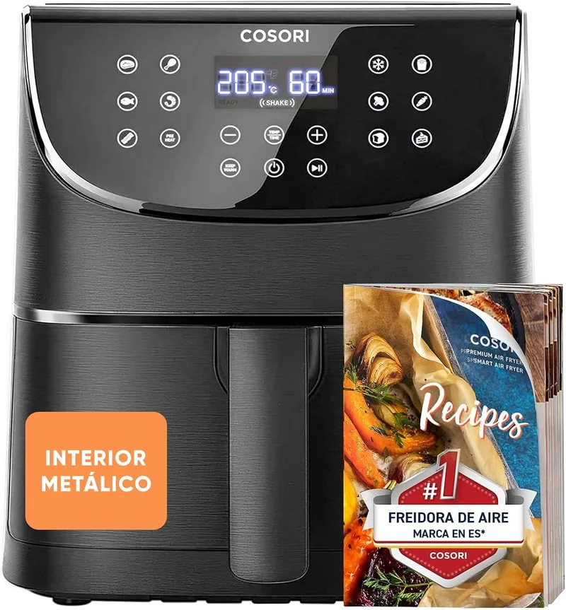 Cosori ▫️ Fritadeira de ar quente 5,7 L, interior metálico, 11 modos, 97% sem óleo