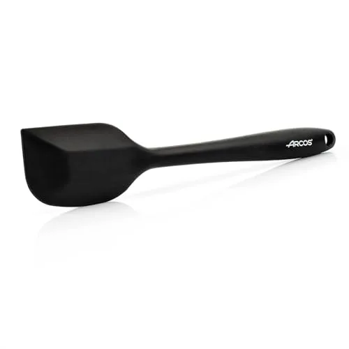 Arcos ▫️ Espátula de silicone plana, retangular e flexível de 280 mm para virar, misturar e soltar alimentos na cozinha. Espátula de silicone profissional. Cor: preta 3