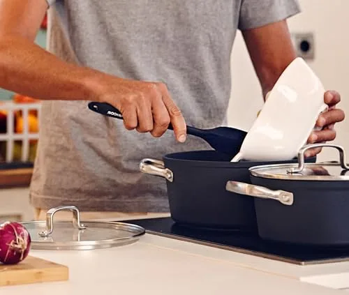 Arcos ▫️ Espátula de silicone plana, retangular e flexível de 280 mm para virar, misturar e soltar alimentos na cozinha. Espátula de silicone profissional. Cor: preta 4
