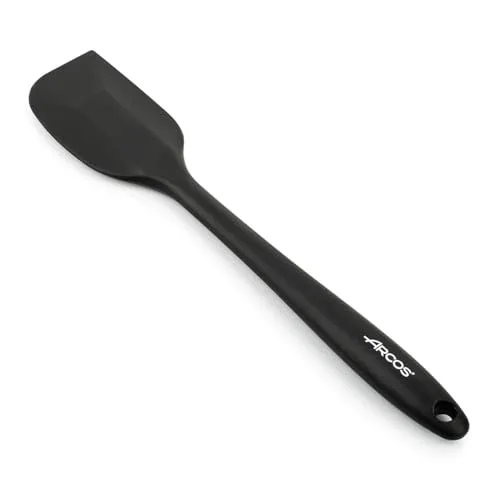 Arcos ▫️ Espátula de silicone plana, retangular e flexível de 280 mm para virar, misturar e soltar alimentos na cozinha. Espátula de silicone profissional. Cor: preta 6