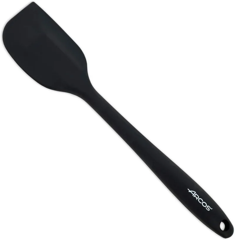 Arcos ▫️ Espátula de silicone plana, retangular e flexível de 280 mm para virar, misturar e soltar alimentos na cozinha. Espátula de silicone profissional. Cor: preta