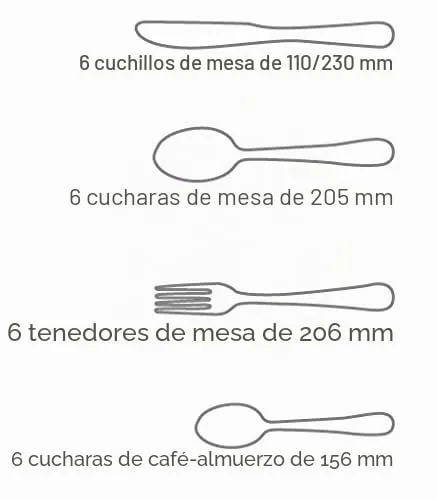 Arcos ▫️ Série Capri - Conjunto de talheres de 24 peças numa caixa de presente (6 facas + 12 colheres + 6 garfos) - Monobloco de uma única peça em aço inoxidável prateado 2