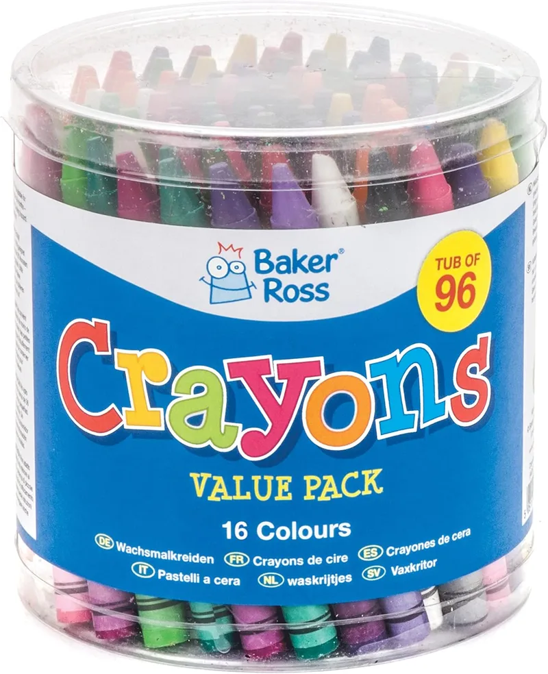 Baker Ross ▫️ Crayons Value Pack (Tina 96) Sala de trabalhos manuais Essencial para actividades infantis Artes e ofícios