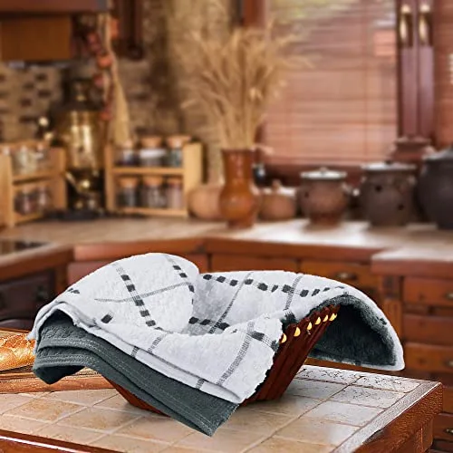 Utopia Towels ▫️ Toalhas de cozinha 38 x 64 cm, 100% algodão de fio em anel, toalhas de prato supermacias e absorventes, toalhas de chá e toalhas de balcão, (embalagem de 12) (cinzento e branco) 3