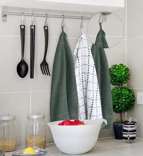 Utopia Towels ▫️ Toalhas de cozinha 38 x 64 cm, 100% algodão de fio em anel, toalhas de prato supermacias e absorventes, toalhas de chá e toalhas de balcão, (embalagem de 12) (cinzento e branco) 7