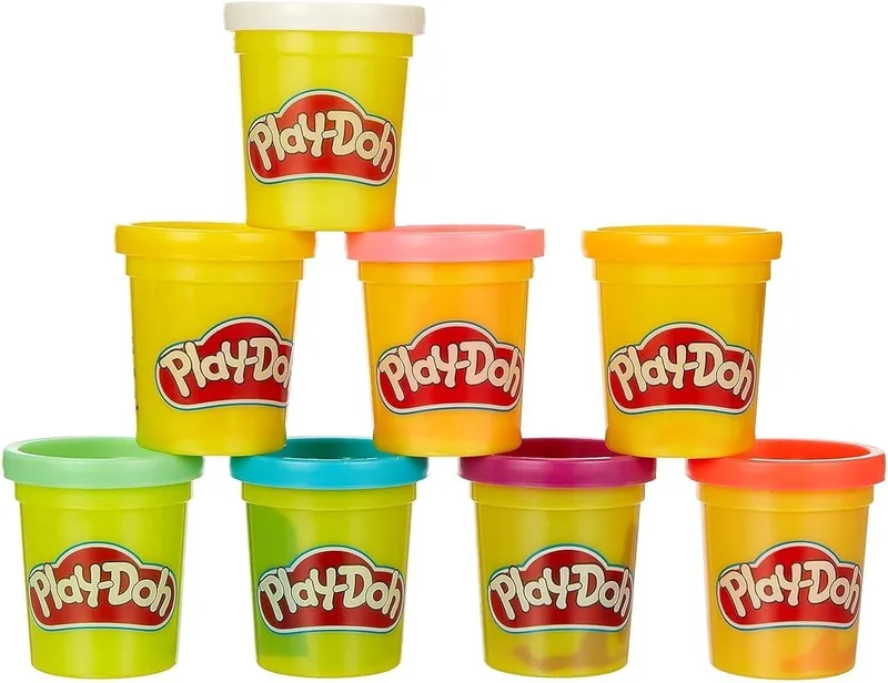 Play-Doh ▫️ Conjunto de 8 frascos «Arco-íris», plasticina não tóxica em cores variadas para crianças a partir dos 2 anos, trabalhos manuais de Natal para crianças