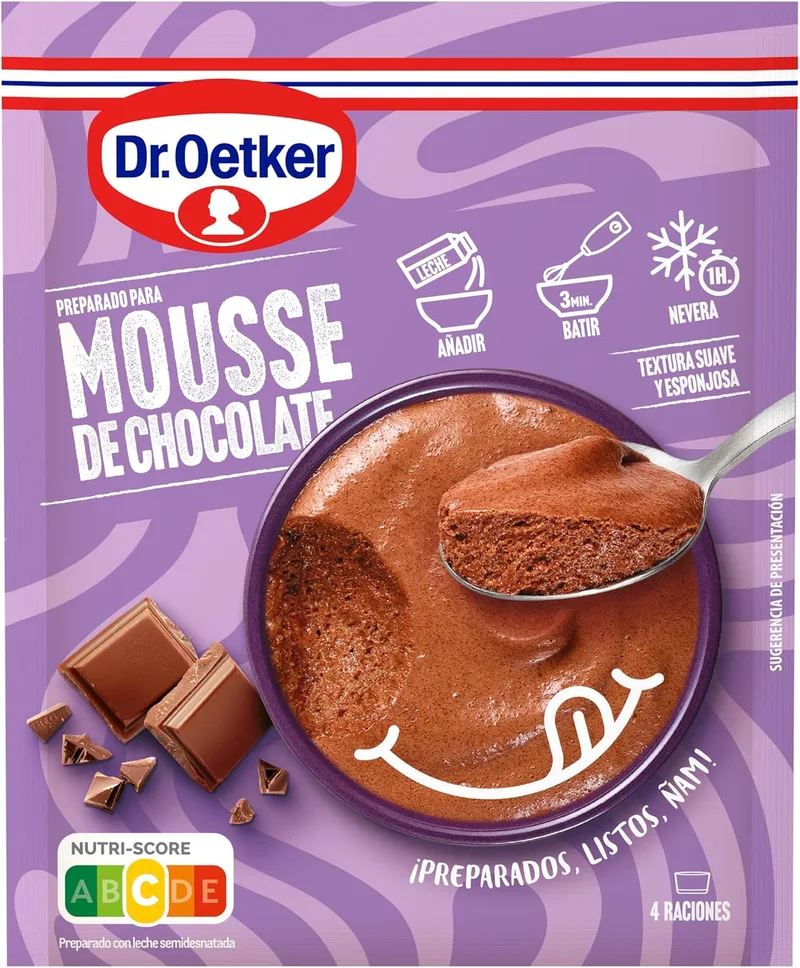 Dr. Oetker ▫️ Mousse de Chocolate, Mistura pronta para mousse de chocolate - Embalagem com mistura pronta para mousse com sabor a chocolate, 73 g (quantidade: 4 porções)