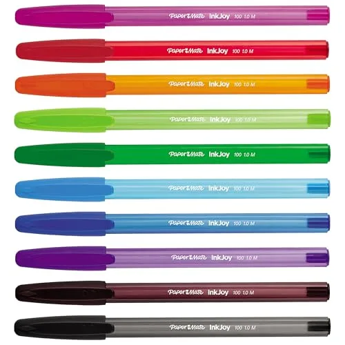 Paper Mate ▫️ Canetas InkJoy 100ST | ponta média (1,0 mm) | cores fantásticas variadas | embalagem de 27 2