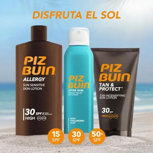 Piz Buin ▫️ Allergy Sun Sensitive Skin Lotion FPS 30 (200 ml), protetor solar corporal com FPS 30, proteção solar elevada para peles sensíveis, loção corporal com filtros UVA/UVB 6